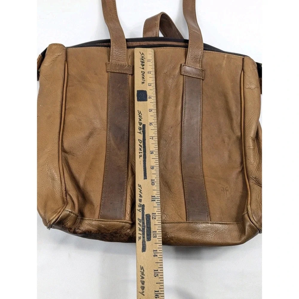 FRYE Gia Simple Leather Tote Hobo Shoulder Bag‎ Cognac Brown Large